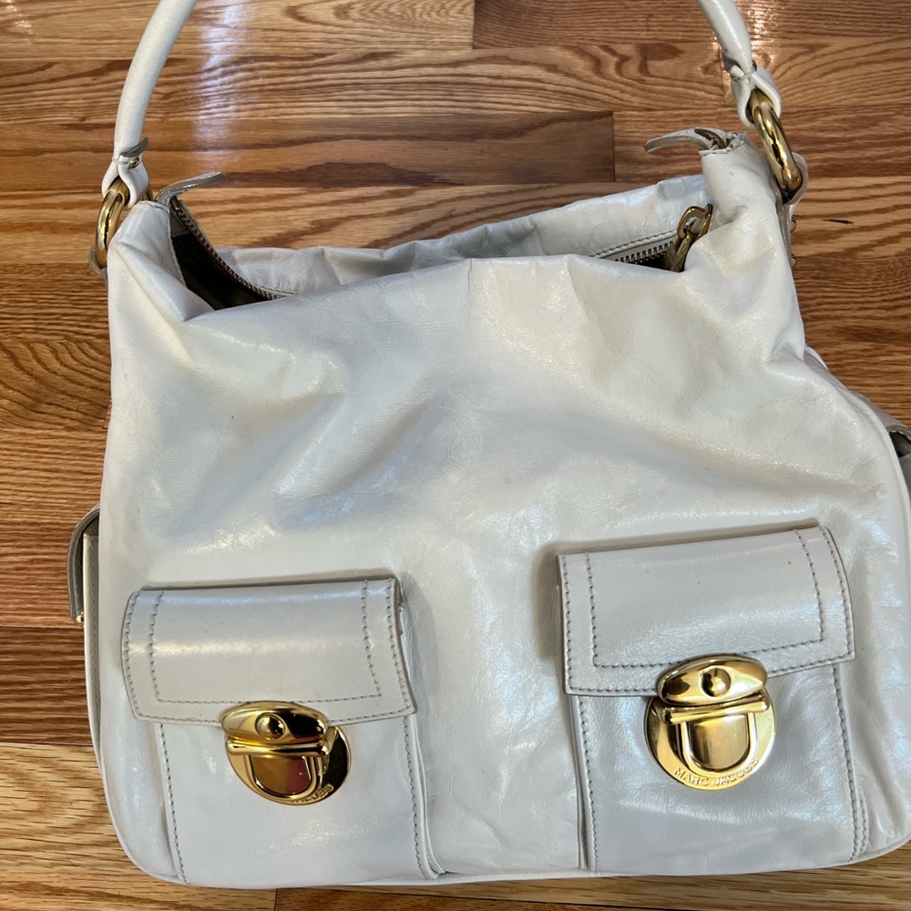 NWT Marc Jacobs large multi pocket calf leather lace white bag